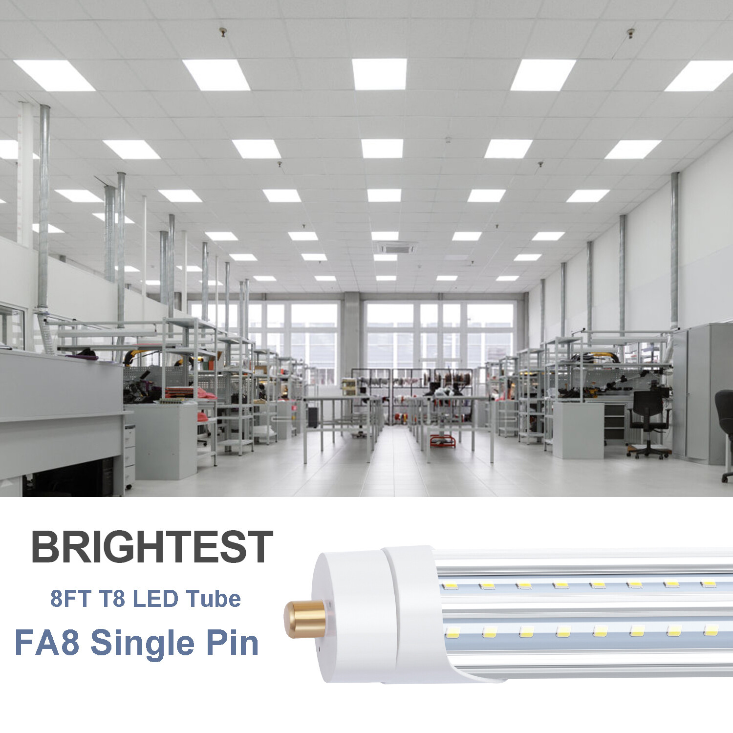 8FT LED Tube Light T8 T12 Single Pin FA8 Bulbs 45W 65W 90W 8Foot LED Shop Light