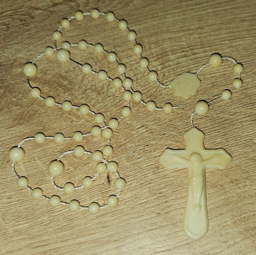 Vintage Mid Century Jesus Plastic Rosary 15.5"