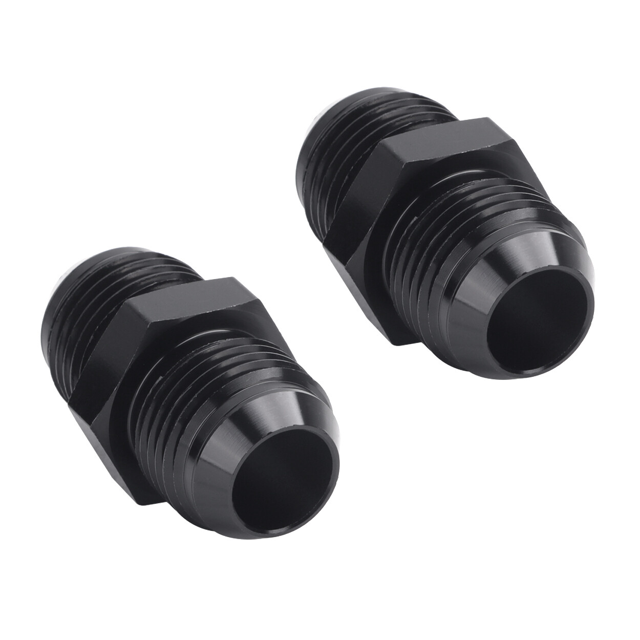 Male to Male Flare Union Coupler Fitting Coupling Aluminum Straight Black 2PCS