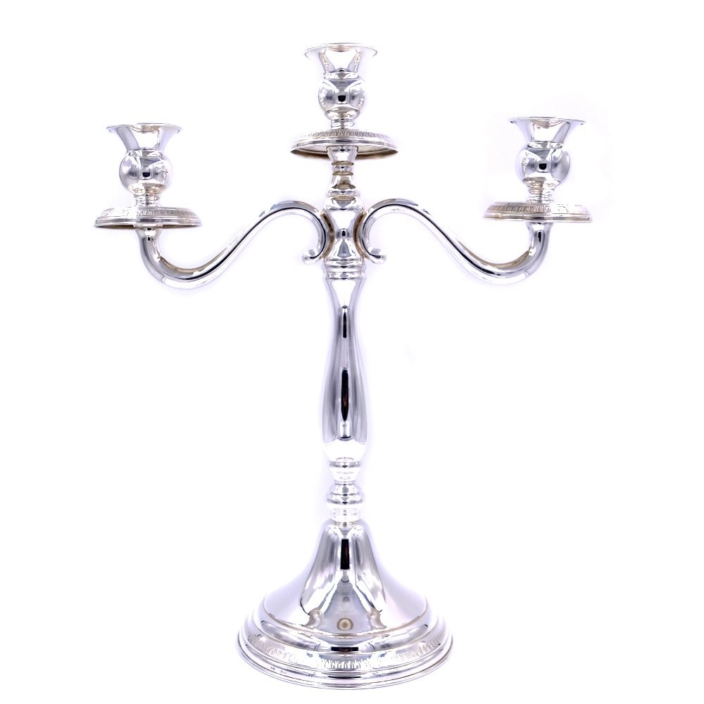 Italian Solid Silver Three Armed Candelabra Empire Style