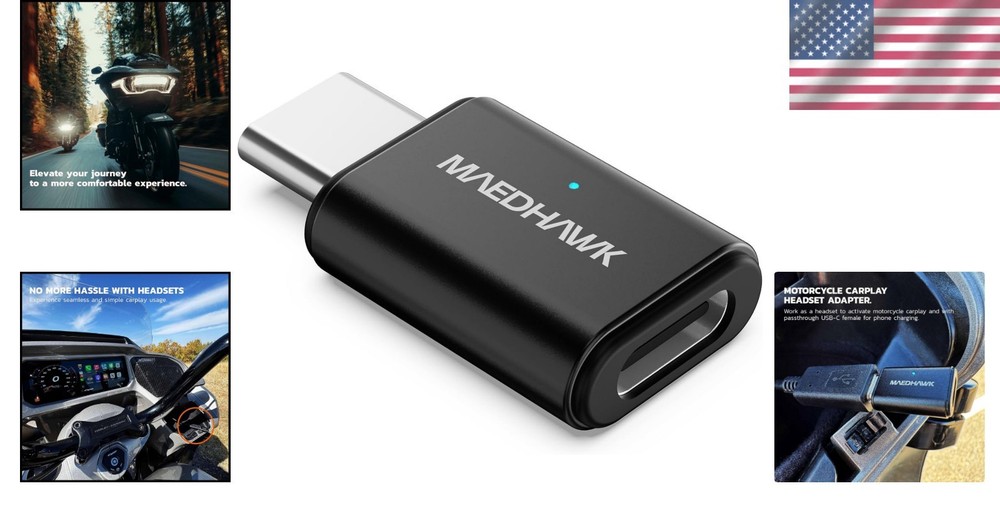 Compact USB-C Bypass Adapter for Motorcycle CarPlay - Lightweight & Efficient