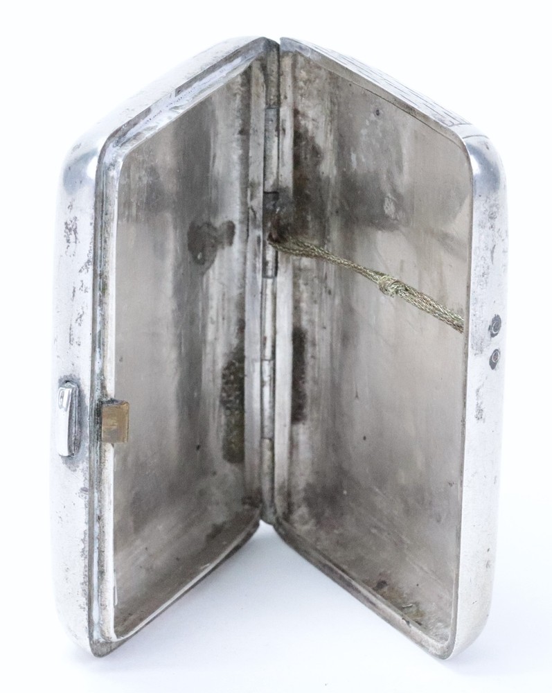 Antique Sterling Silver House Design Cigarette Case
