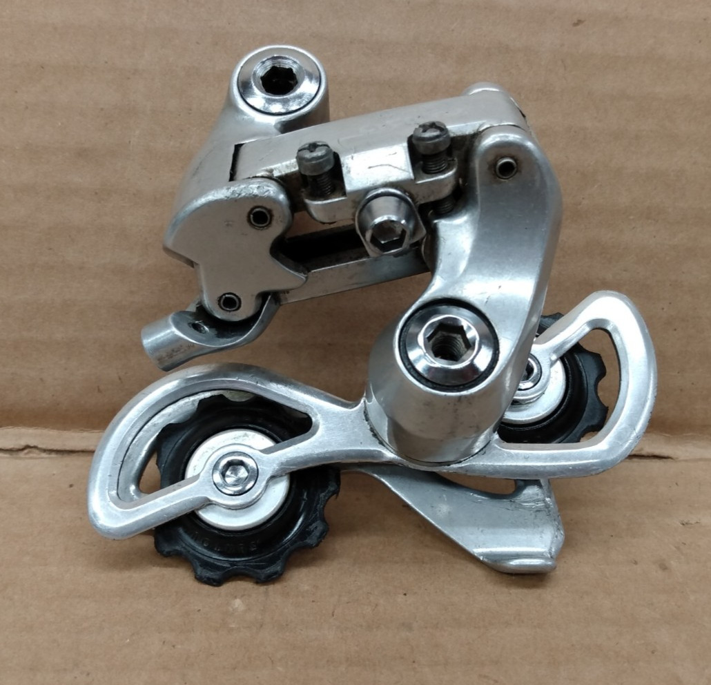 Vintage SUNTOUR Rear Derailleur Japan Chrome Silver medium cage Maeda Cyclone