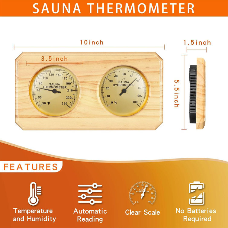 Sauna Thermometer Fahrenheit Hygrometer Gauge 2in1 Indoor Home Sauna Thermostat