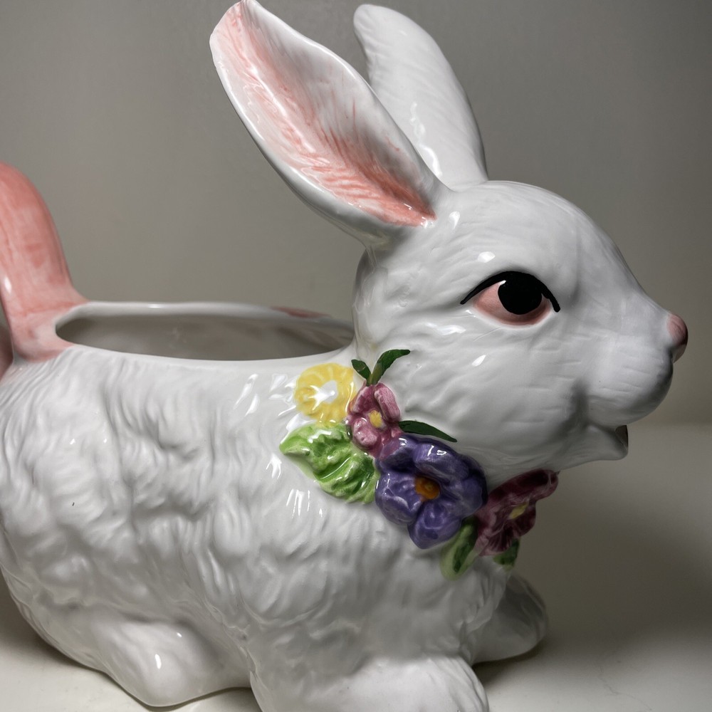 ABC Distributing Rabbit Easter Bunny Spring Teapot 1996 *FLAWS *