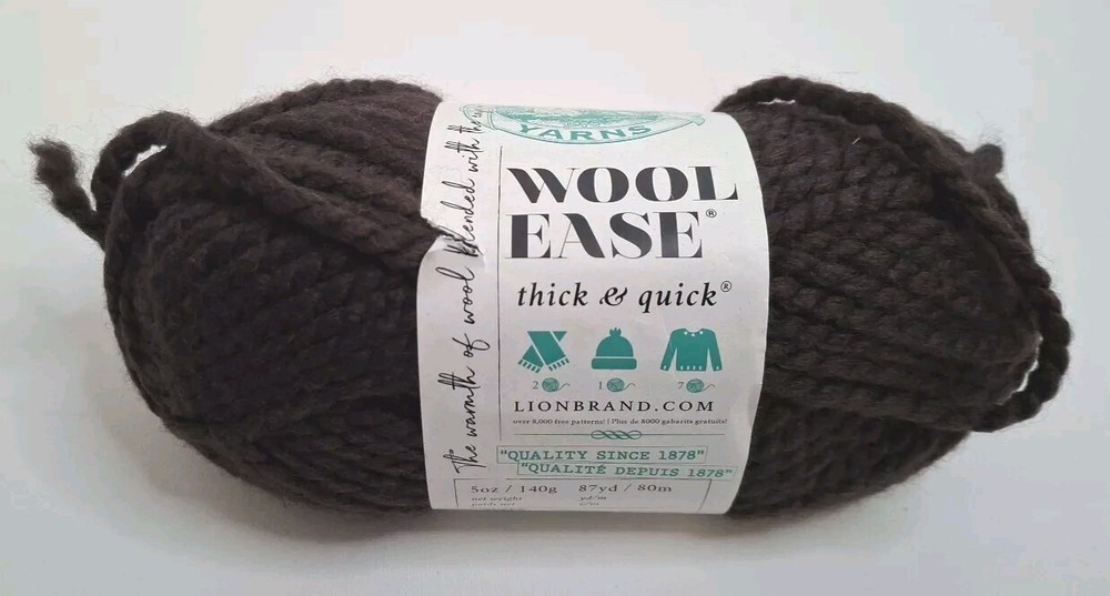Lion Brand Wool-Ease Thick & Quick Yarn-Black Walnut 640-555