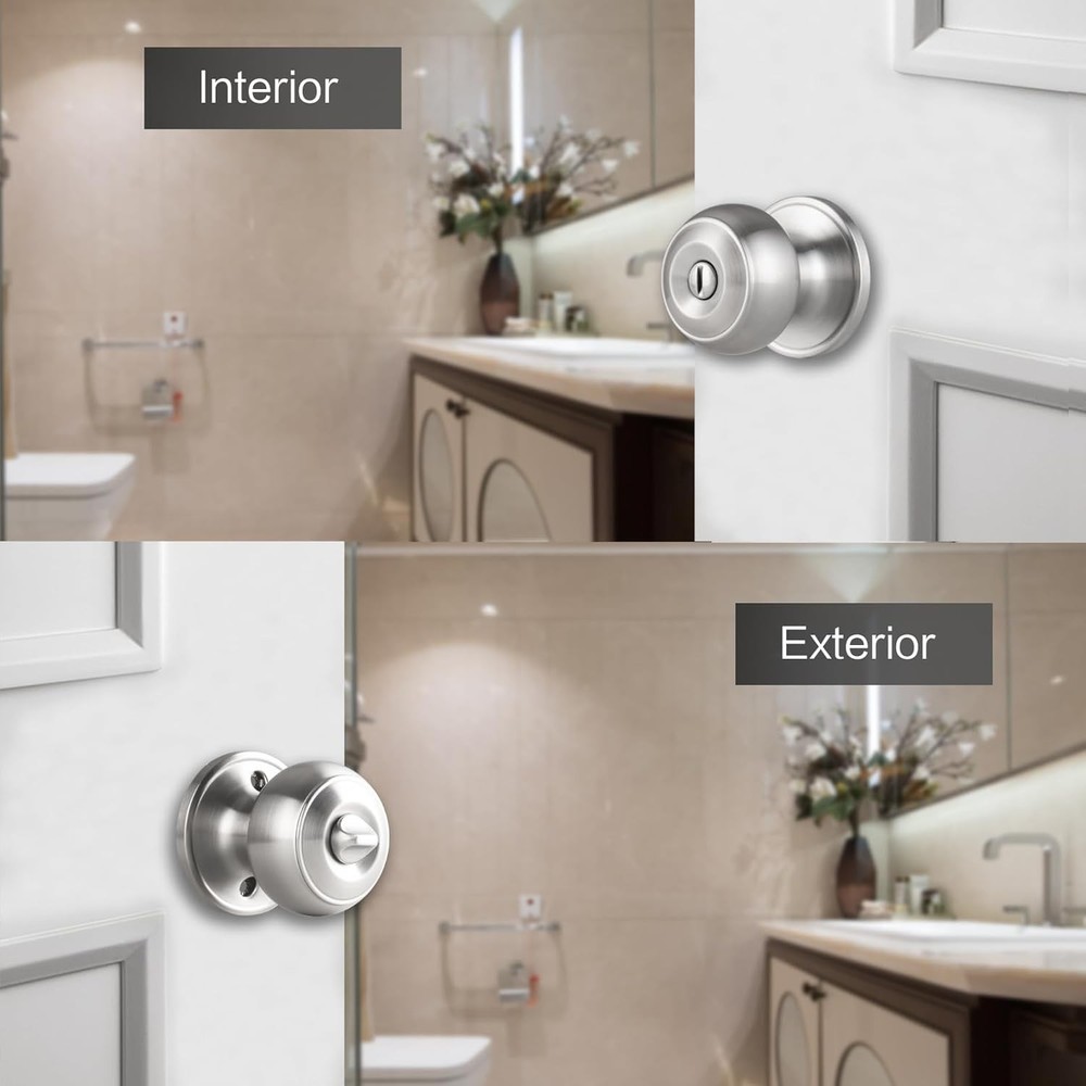 Brushed Nickel Door Knobs Interior,Bath & Bed Privacy 1,