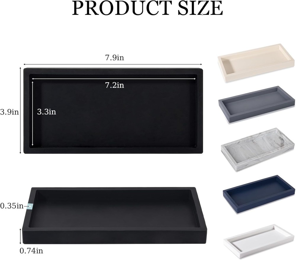 Small Silicone Bathroom Vanity Tray Rectangle Soap and Sponge Holder Kitchen Sin