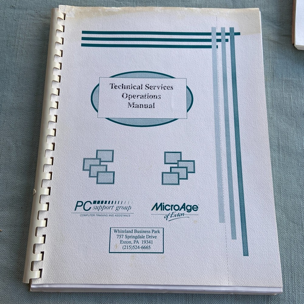 Vintage MicroAge Computer Solutions Technical Services Operations Manual Paper E