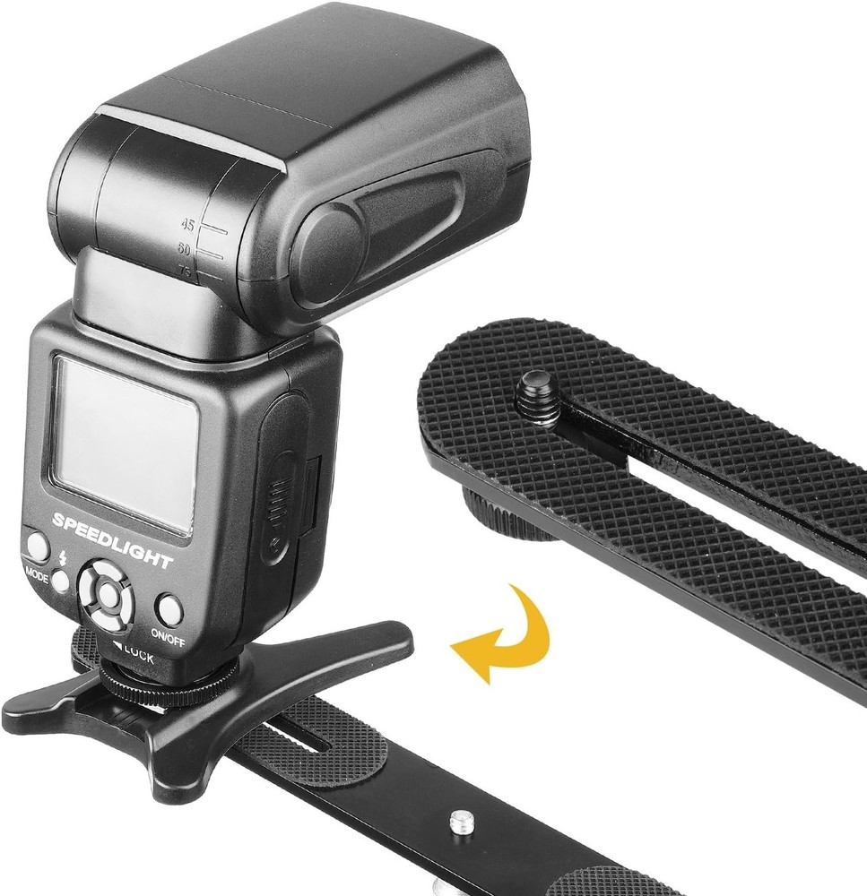 Versatile 10.6'' Dual Camera Flash Bracket with Adjustable Length