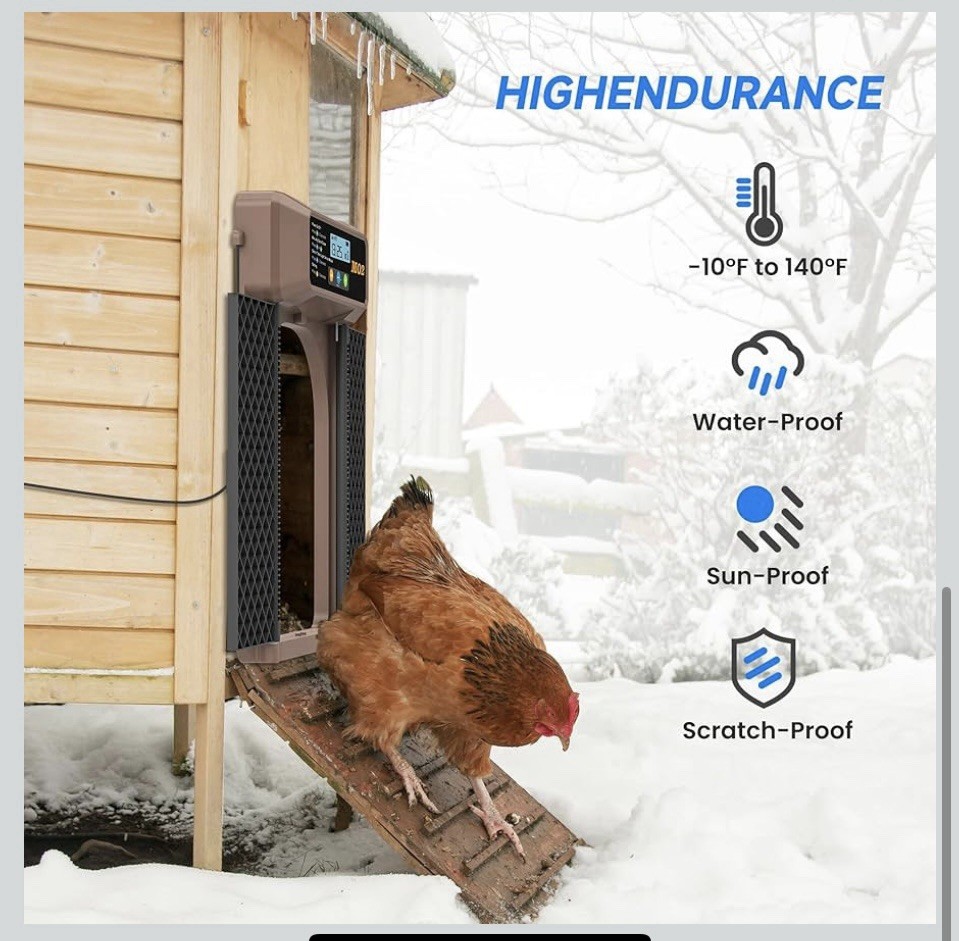 Solar-Powered Automatic Chicken Coop Door with LCD Screen - 4 Open Modes Timer