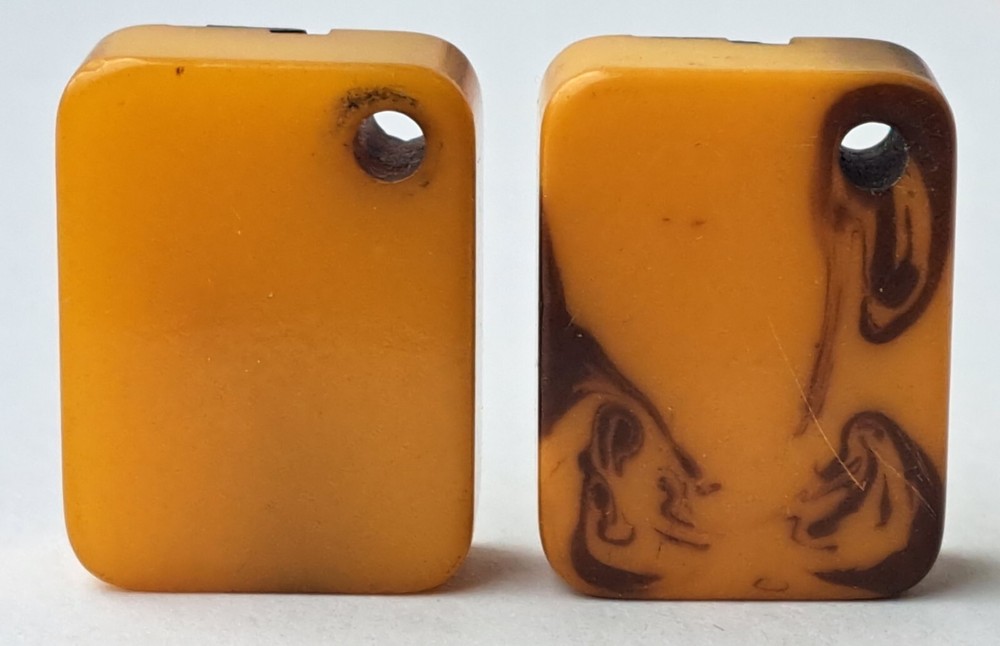 Vintage Pair 1940s Yellow Bakelite Rectangular Handheld Pencil Sharpeners