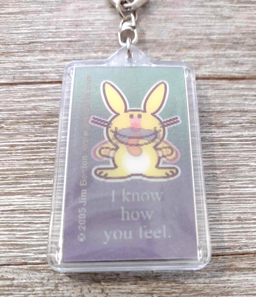 HAPPY BUNNY Double Sided Lenticular (Motion Illusion) Keychain Key ring