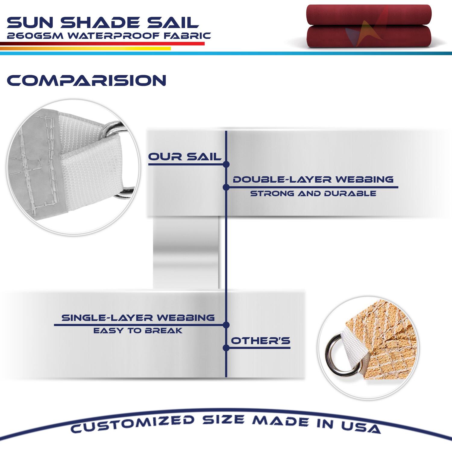 8' x 12' Waterproof Sun Shade Sail Fabric Outdoor Canopy Patio Awning Cover