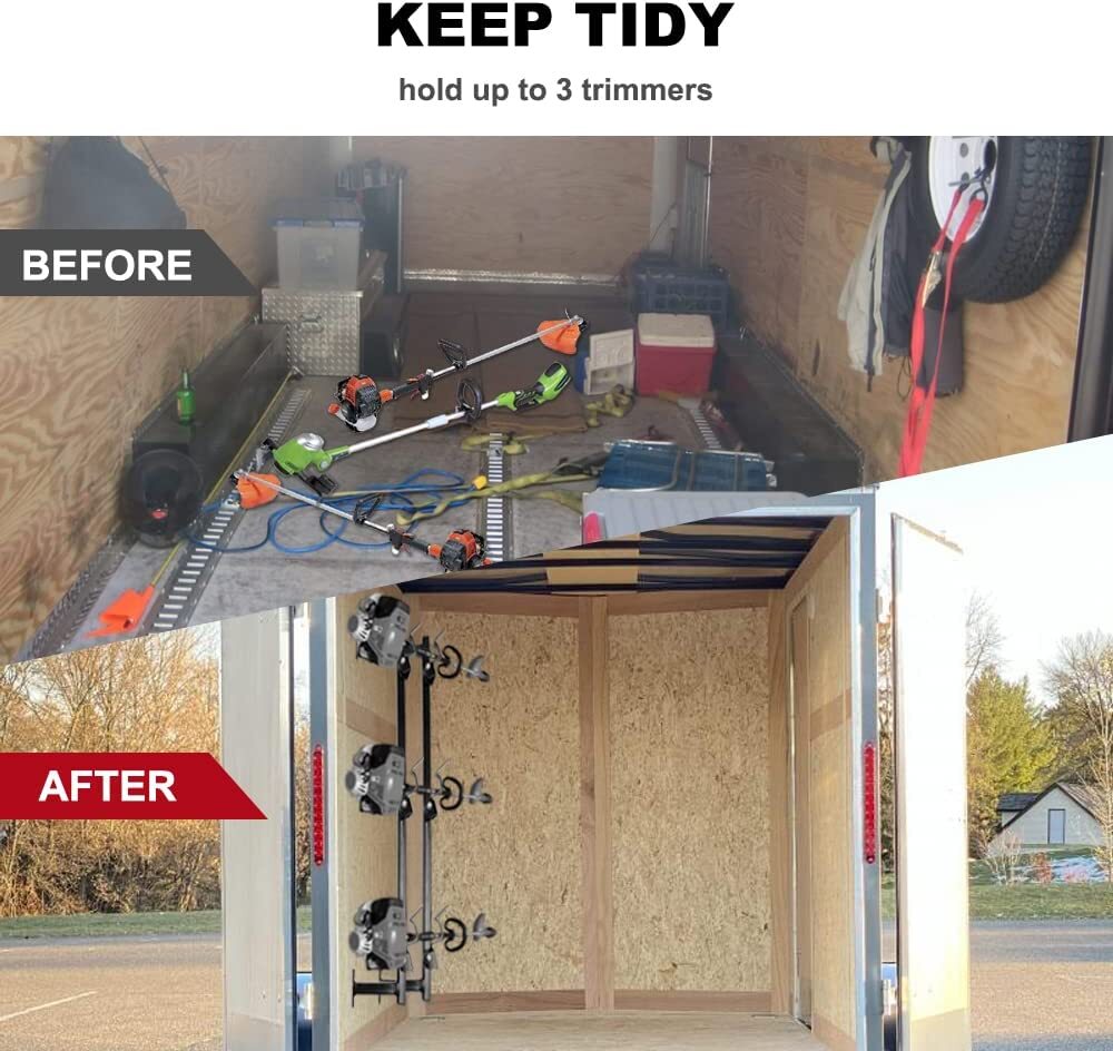 3 Place Locking Trimmer Rack Holder for ENCLOSED Landscape Trailers