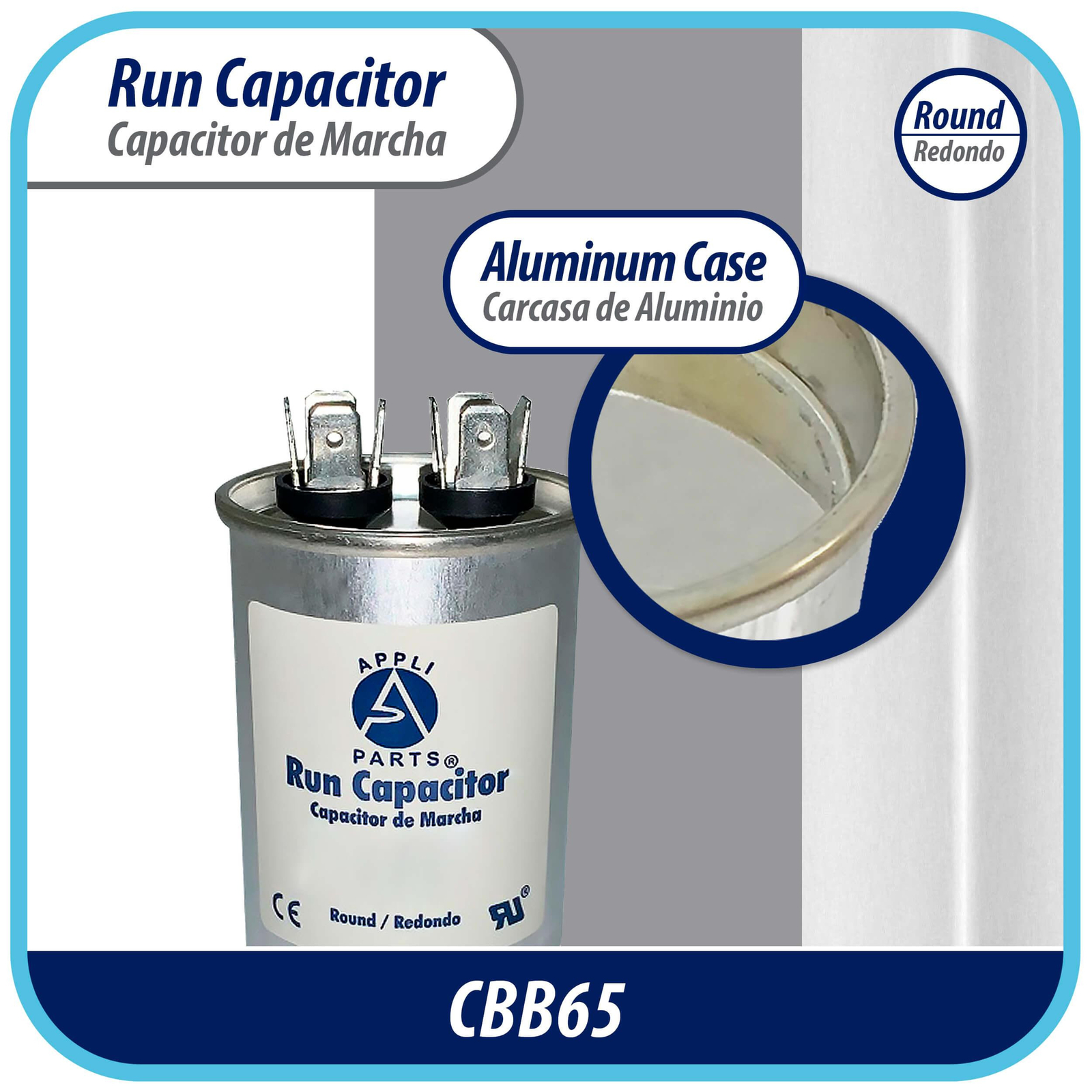 Appli Parts Run Capacitor for ac 10 Mfd uF (microfarads) 370 VAC or 450 VAC CBB6