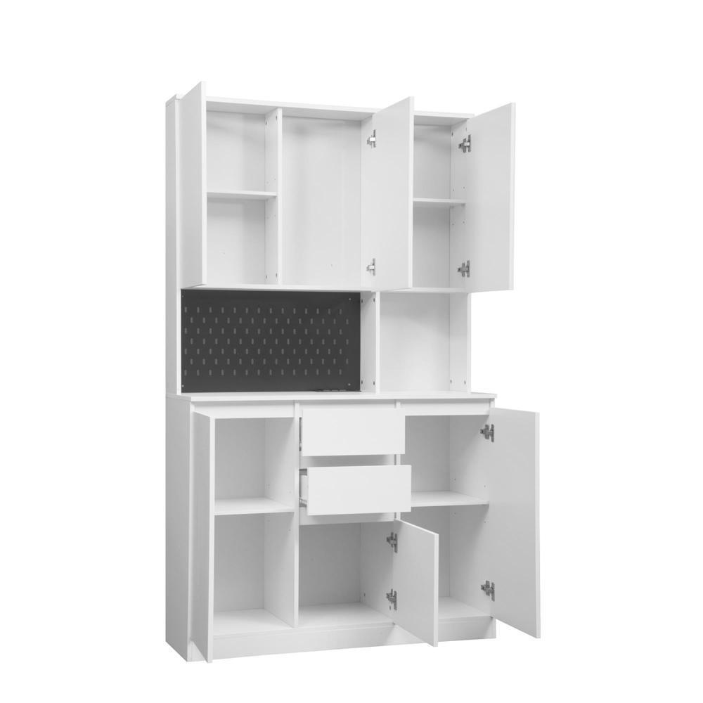 White Modern Freestanding Sideboard with Charging Station