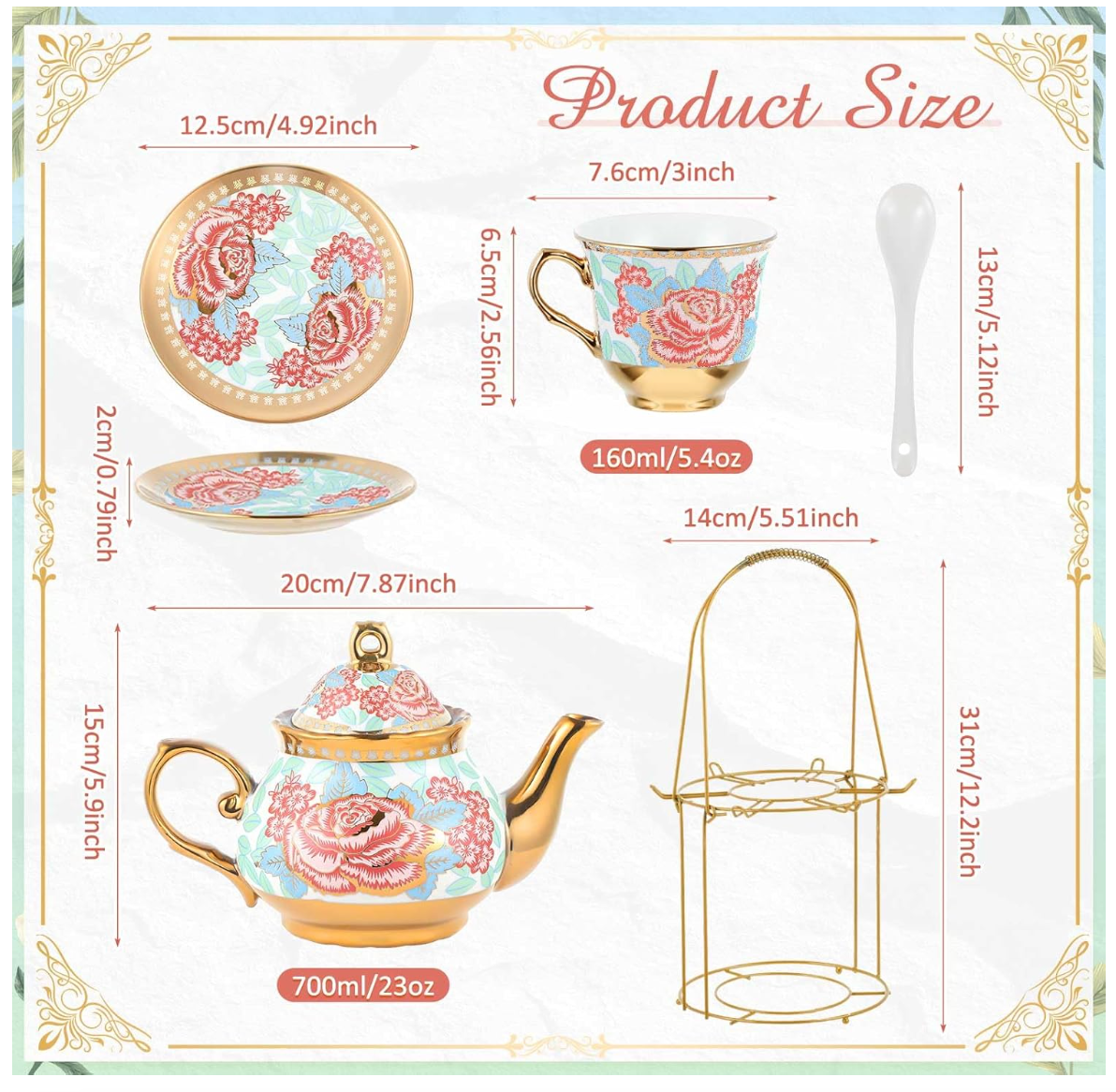 English Porcelain Tea Set Floral Style Vintage China Teapot Wedding Gift for Her