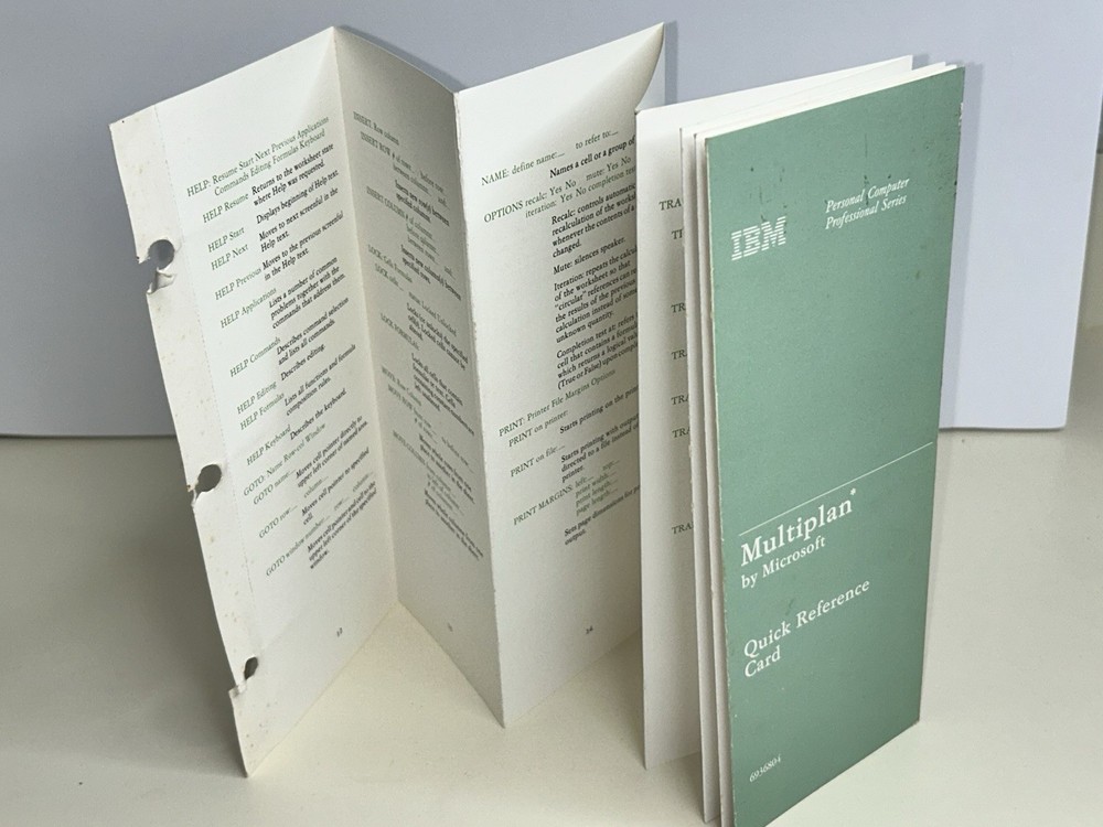 IBM Multiplan Electronic Worksheet Computer Software by Microsoft MANUAL ONLY