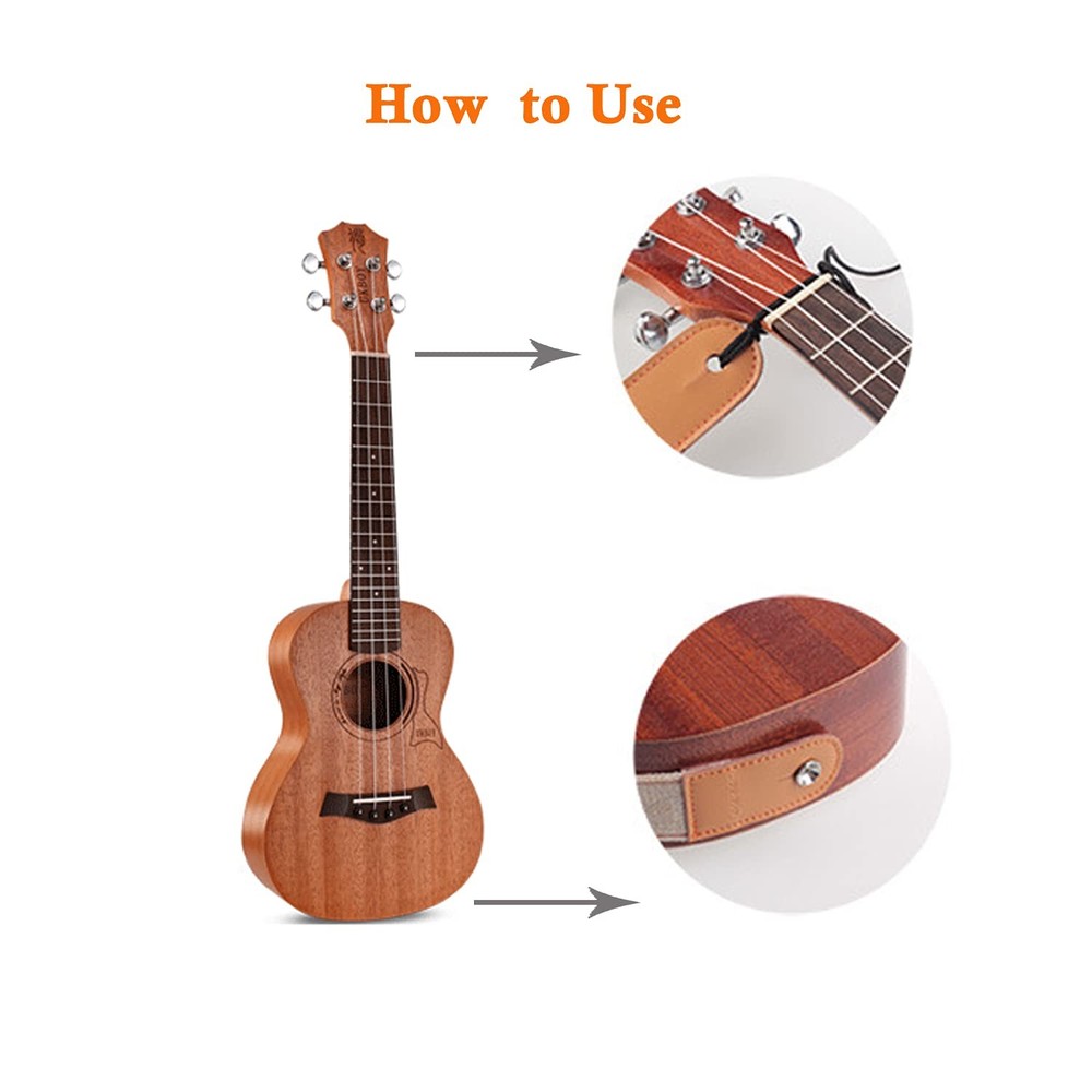 Ukulele Strap Cotton Linen Adjustable Uke Shoulder Strap with Picks Lock Butt...