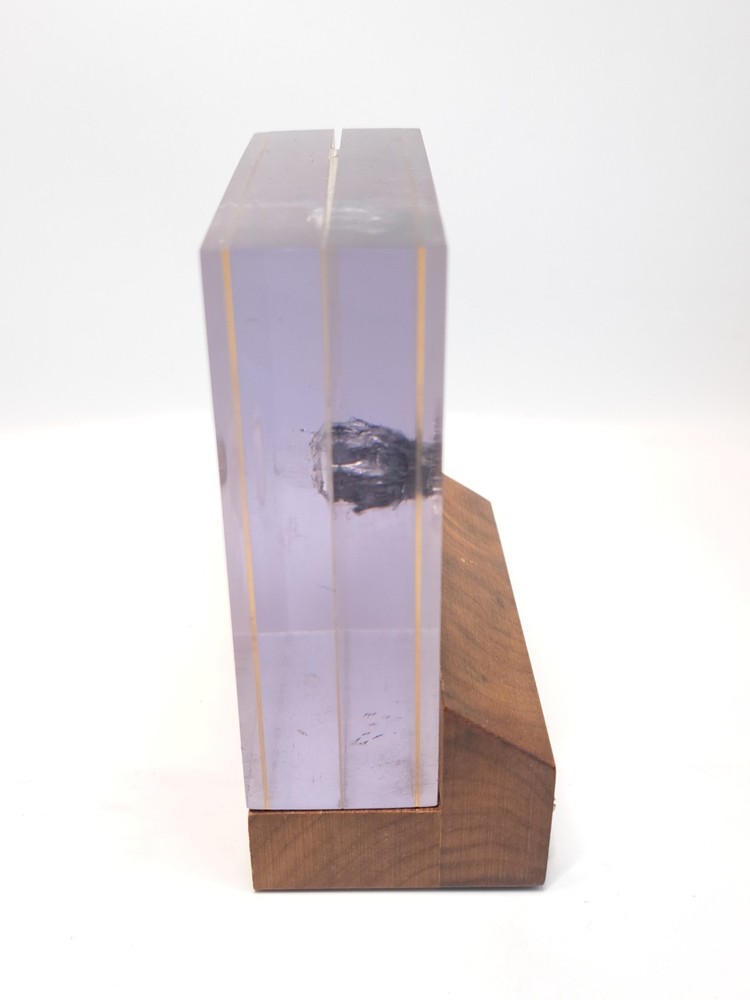 LEXGARD LAMINATE SHEET BULLETPROOF GLASS BALLISTIC TESTING SAMPLE WITH STAND
