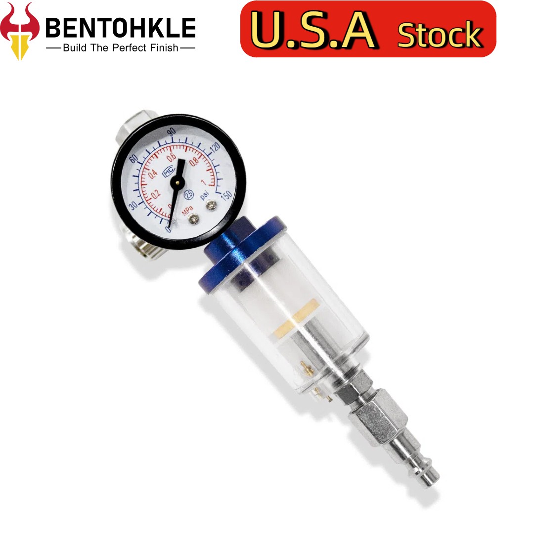 1/4" Spray Gun Air Regulator Gauge Air Pressure Regulator Paint Gun Filter