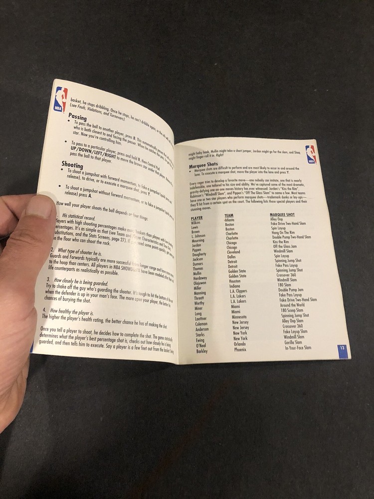 Nba Showdown snes Manual Only
