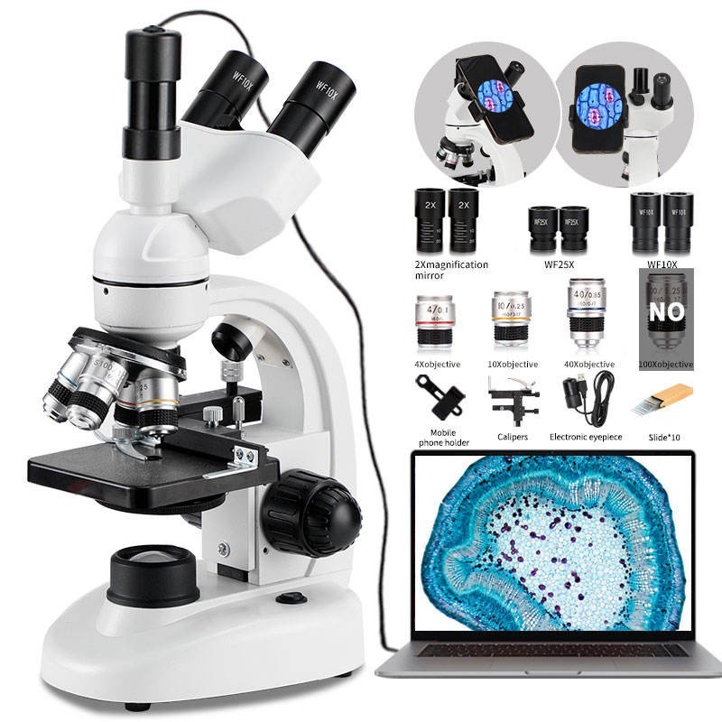 OMAG 40 X -2500 X Trinocular LED Lab Compound Microscope with Double Layerlucky