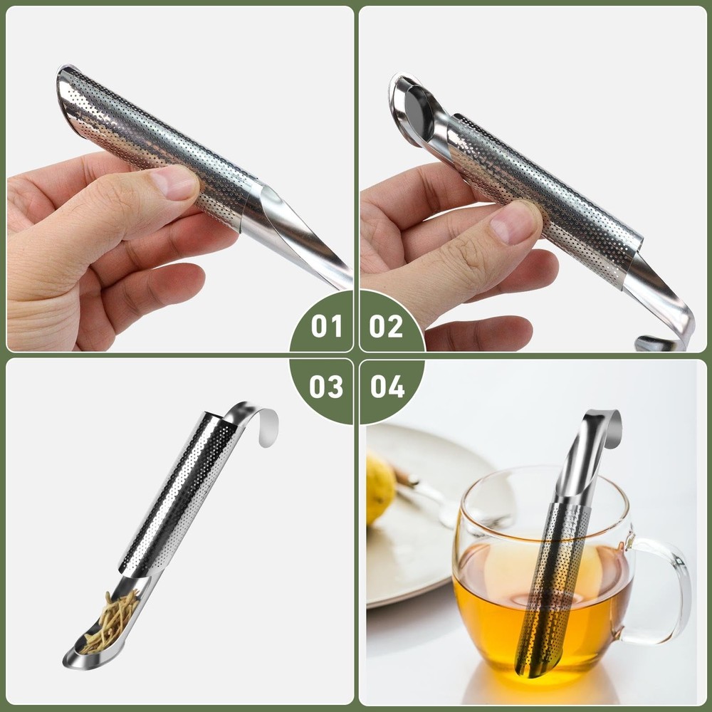 3 Pack Tea Infuser Strainer Extra Fine Mesh Loose Leaf Long Handle Stainless