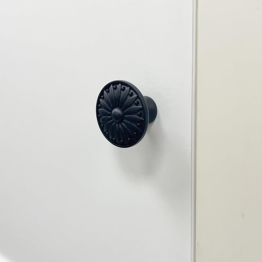 10 Pack Black Knobs for Cabinet Drawers Dresser, Vintage Solid Matte