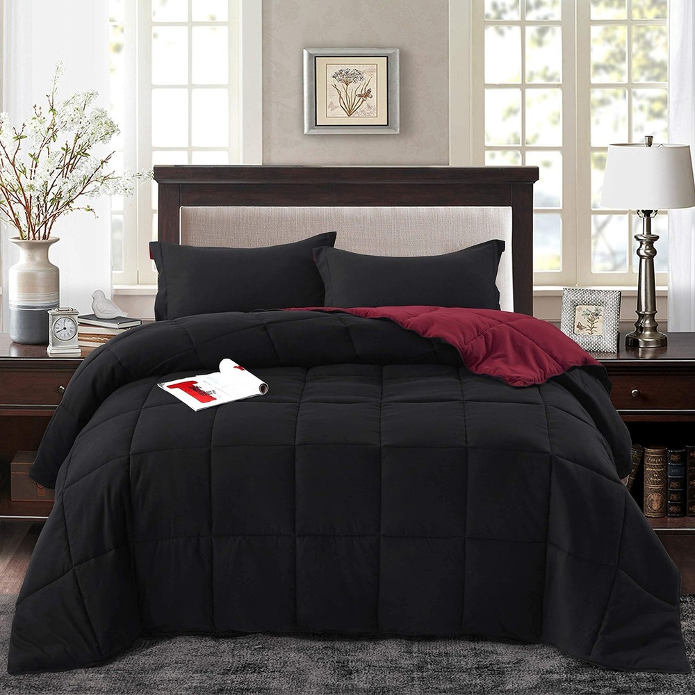 HIG 3pc Down Alternative Comforter Set - All Season Reversible Comforter with...