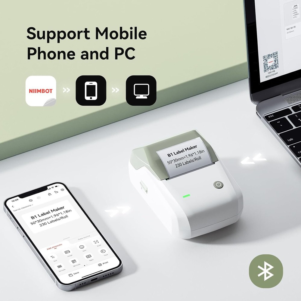 NIIMBOT B1 Label Maker Machine with Tape Portable Bluetooth Thermal Printer GN