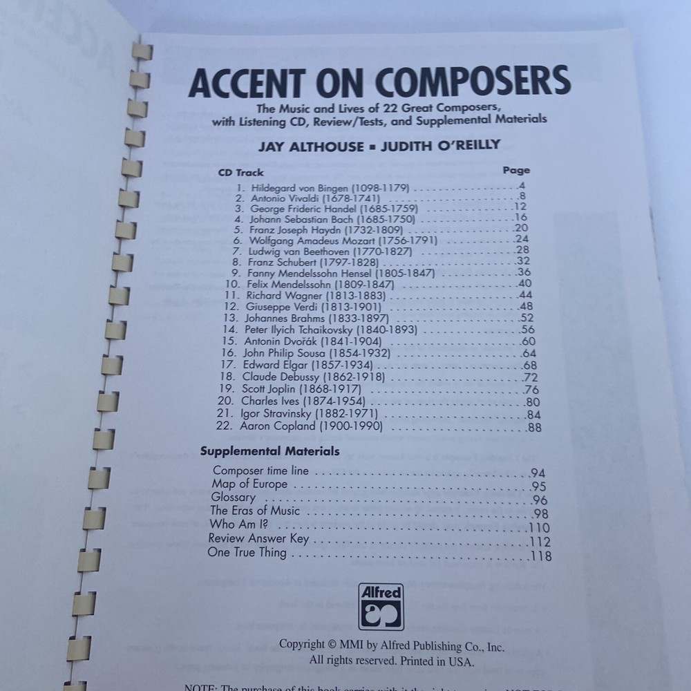Alfred Accent on Composers Book - NO CD