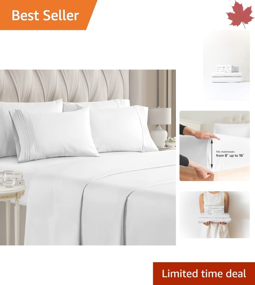 Queen Size Sheet Set - Extra Soft Microfiber - Deep Pockets - Cooling