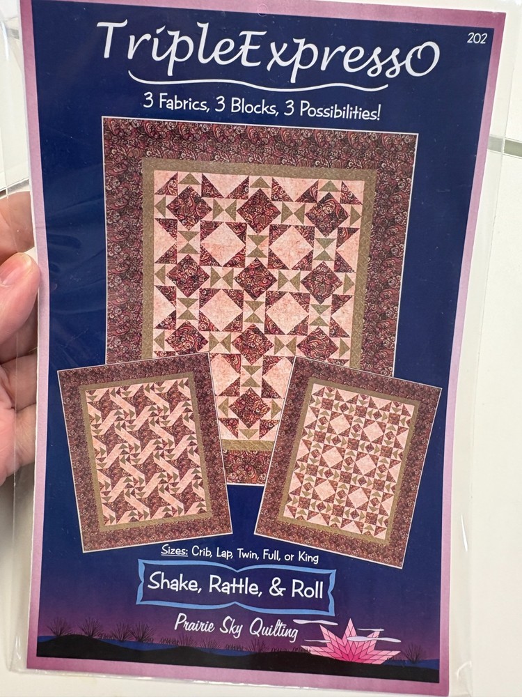 Shake, Rattle & Roll, 3 Quilt Patterns, 5 sizes, Piecing, UNCUT