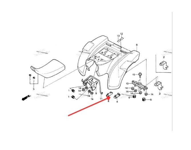 Honda TRX250R ATC250R Rear Fender Frame Damper Rubber 50815-HA2-670 BLACK