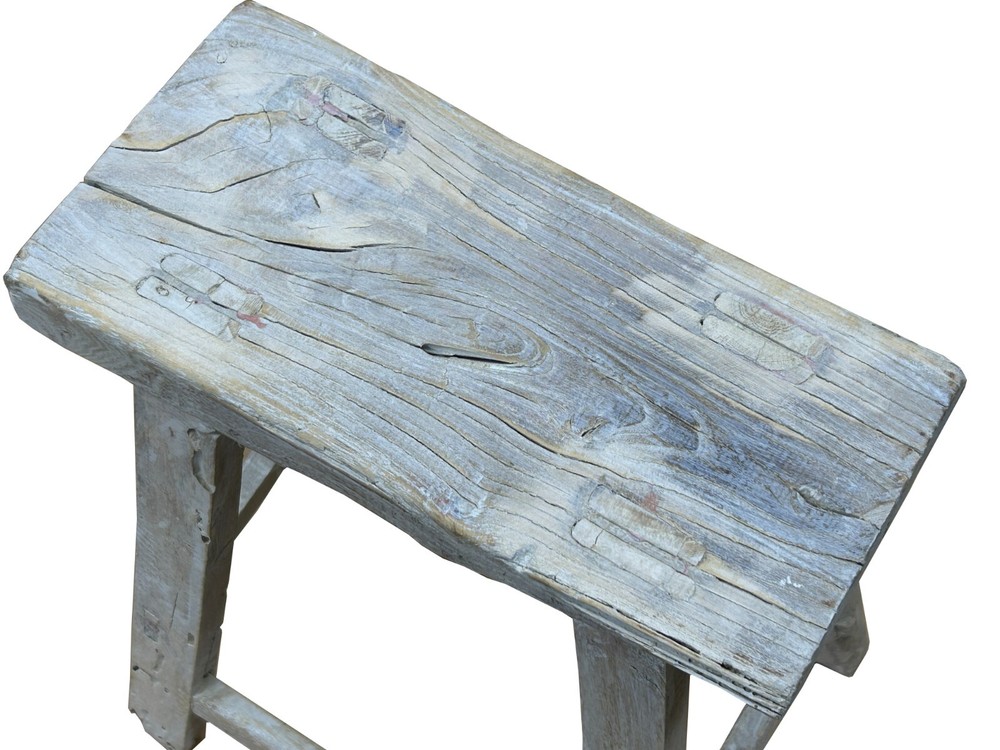 Rustic Raw Rough Wood Grain Rectangle Slim Stool Bench Side Table ws4640