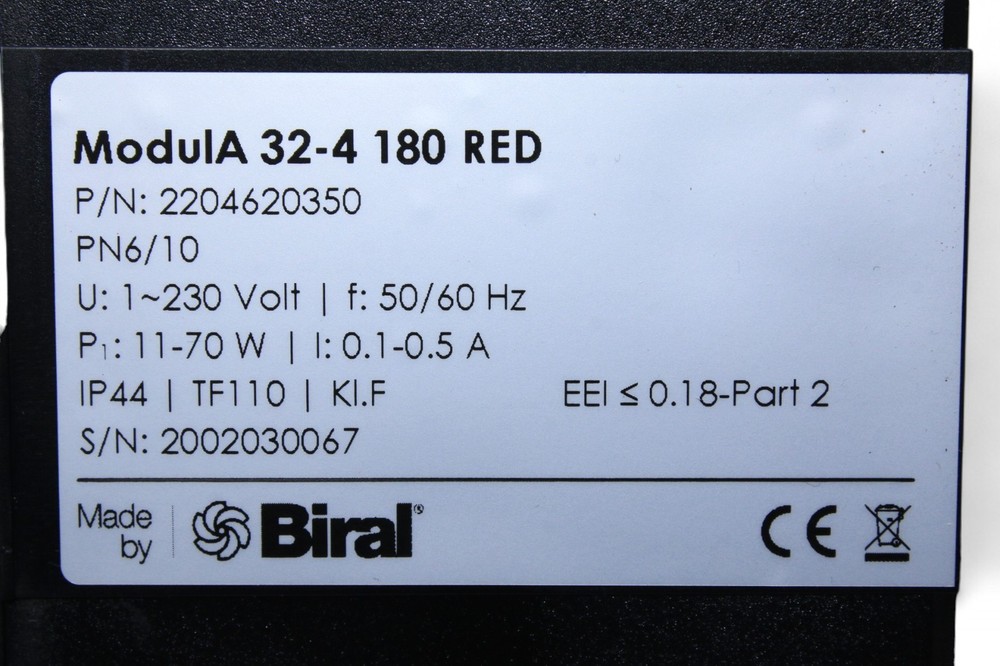 BIRAL ModulA 32-4 180 RED HEATING CIRCULATING PUMP