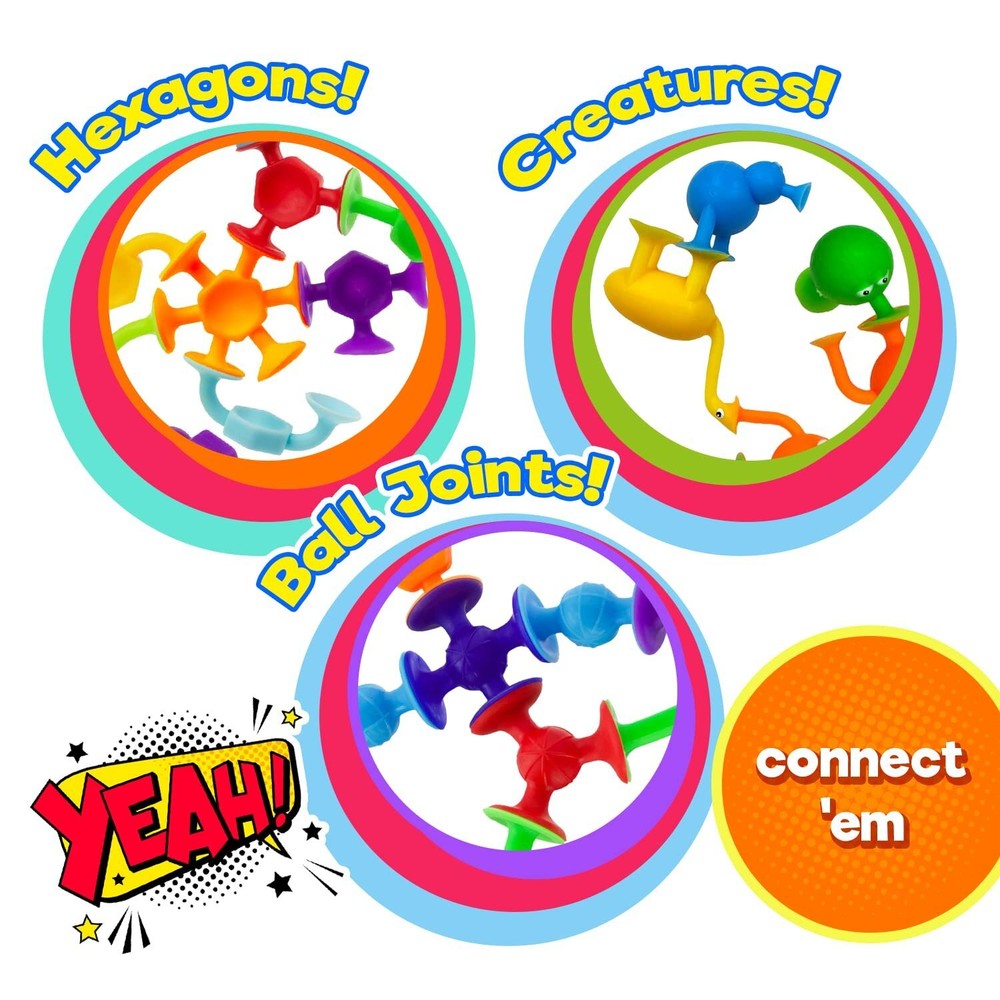 JA-RU Such Fun Shape & Creature Suction Stackers (1 Pack, 9 Piece Each)...