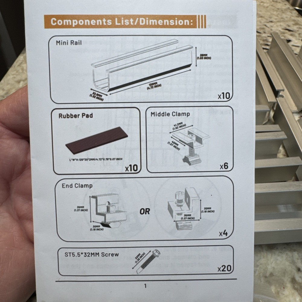 Solar Panel Mounting Fixing Kit Rail Brackets End/Mid Clamp Universal