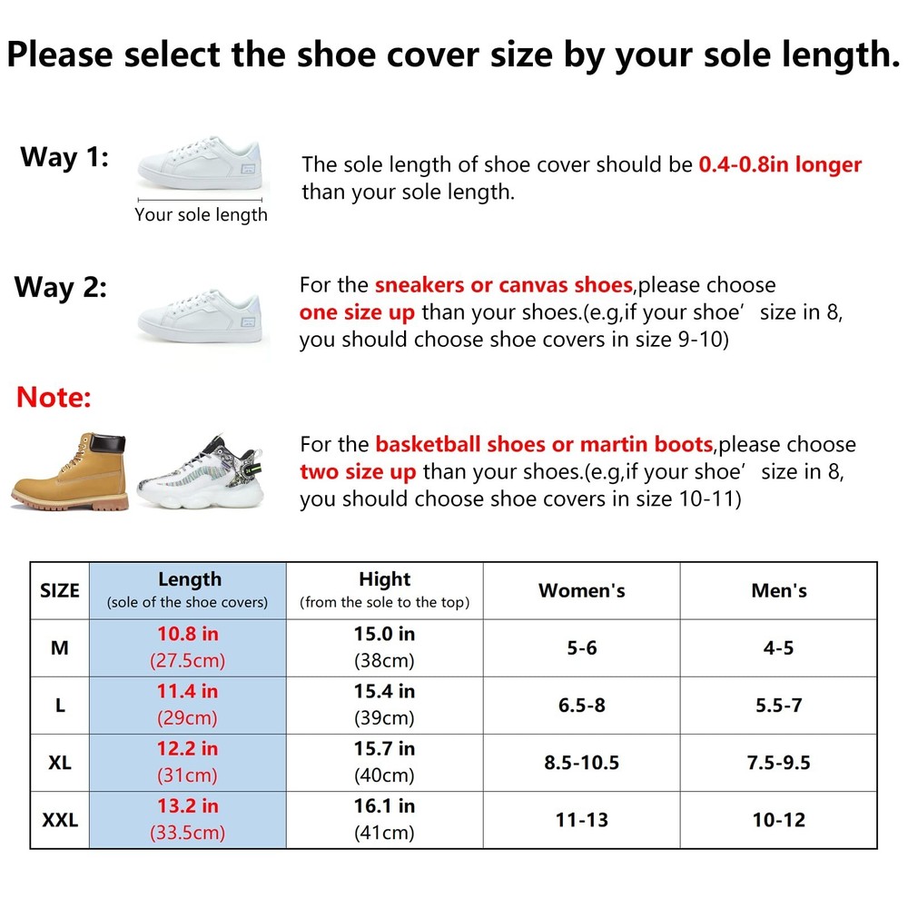 Waterproof Rain Boot Shoe Cover with Reflector Reusable & Foldable Medium Clear