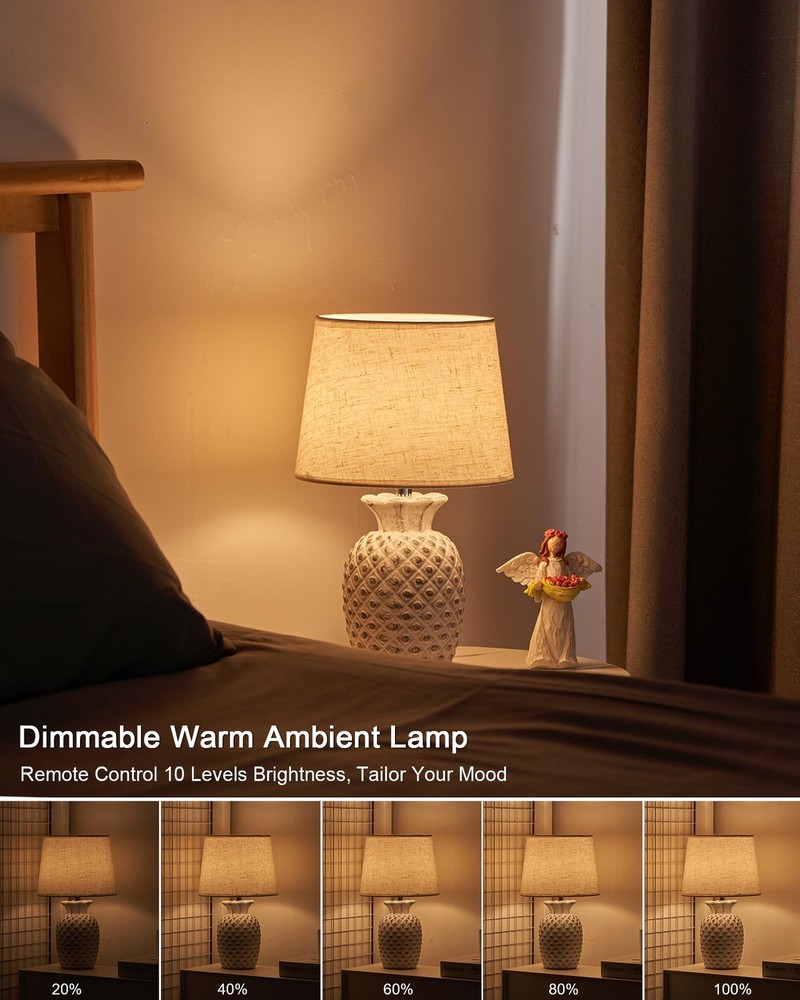 13" Small Rechargeable Cordless Table Lamp, Remote Control Timer Dimmer, Batt...
