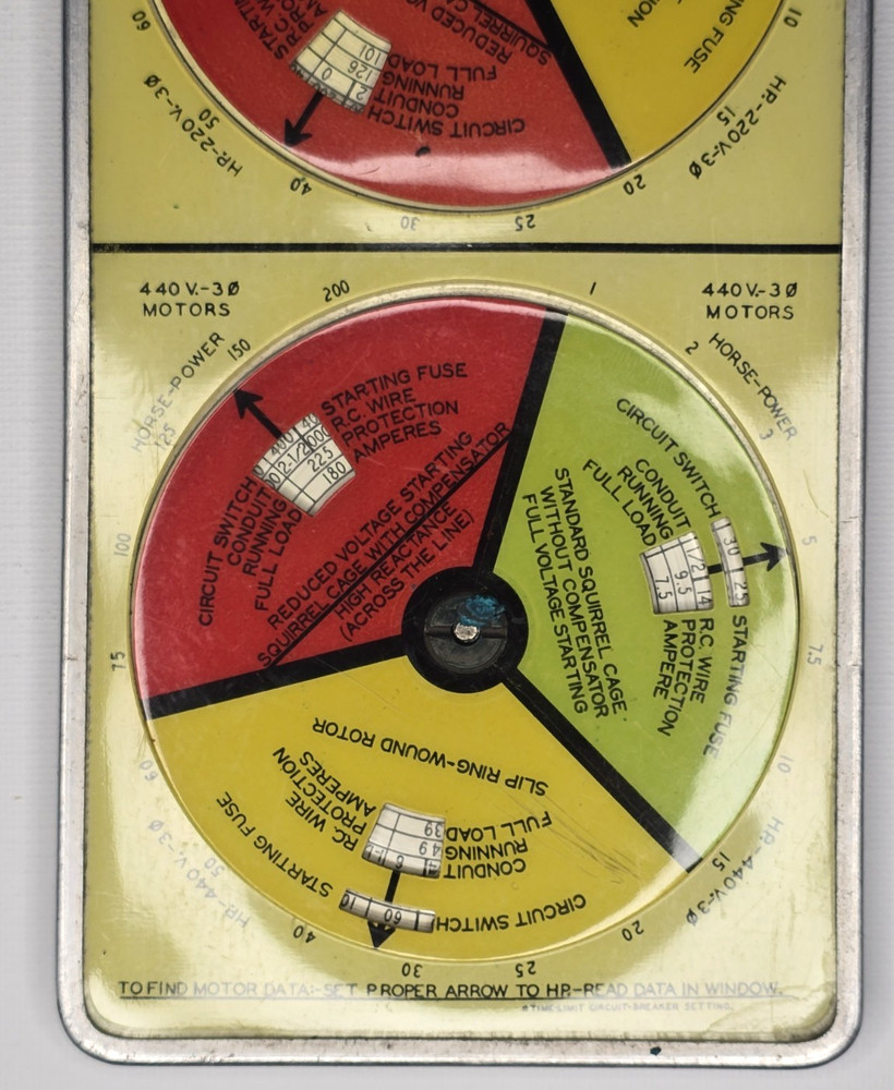 1931 Square D Motor Data Wire Calculator Diamond Electrical Mfg