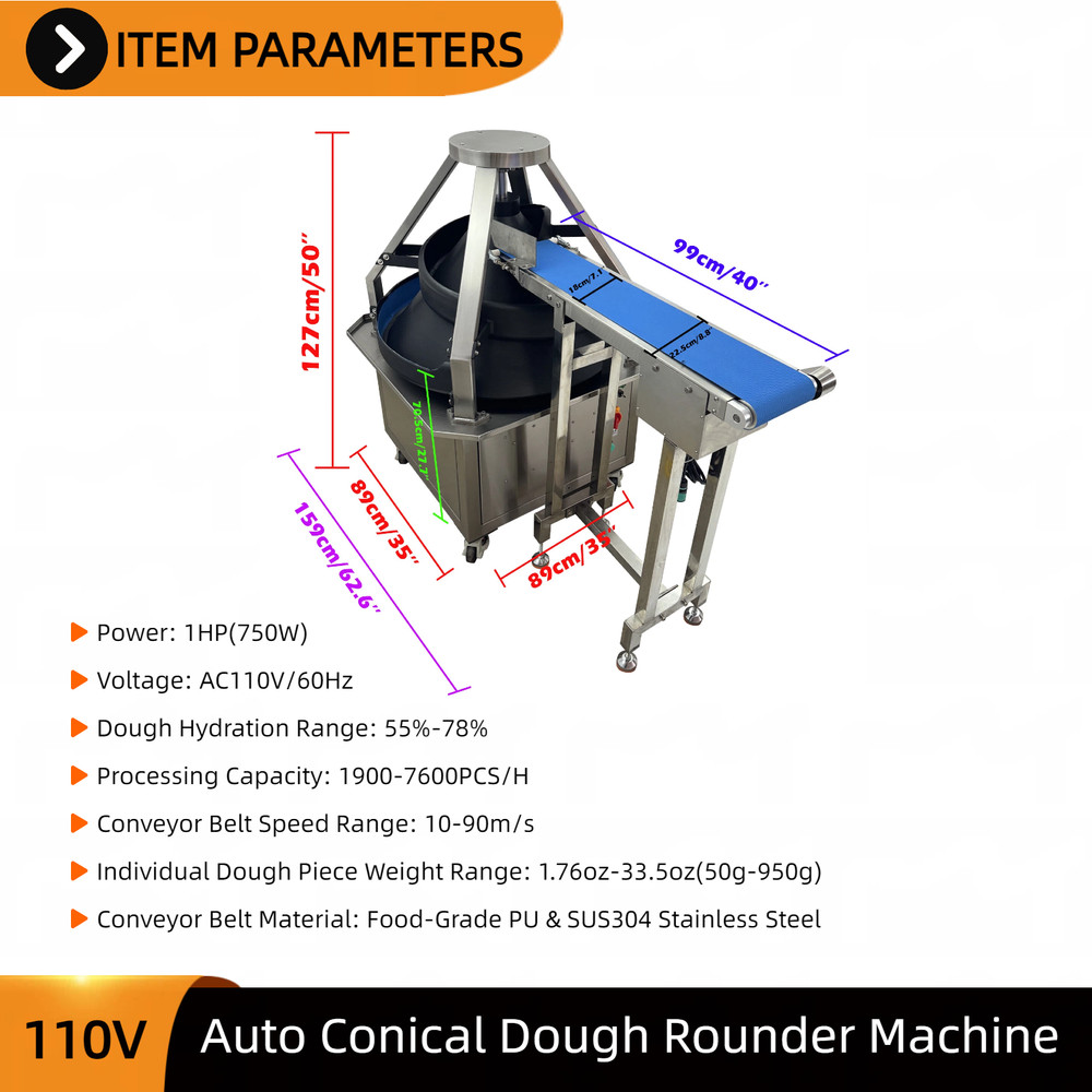 Automatic Conical Dough Rounding Ball Machine 110V 50-950g for Bread Dough
