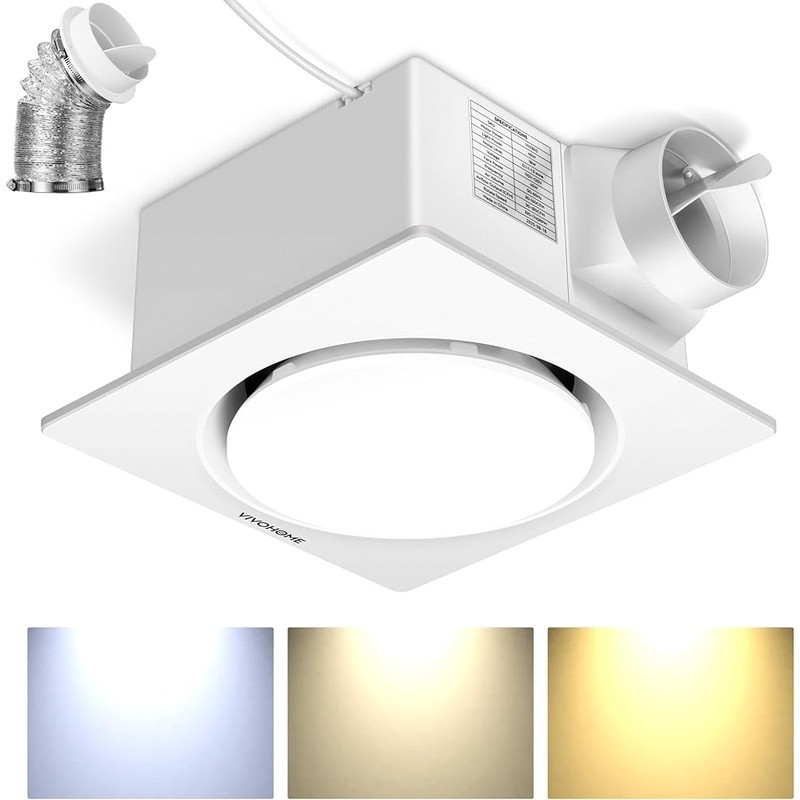 Bathroom Exhaust Fan Quiet Remote Control 160CFM Humidity Sensor 3CCT Lighting