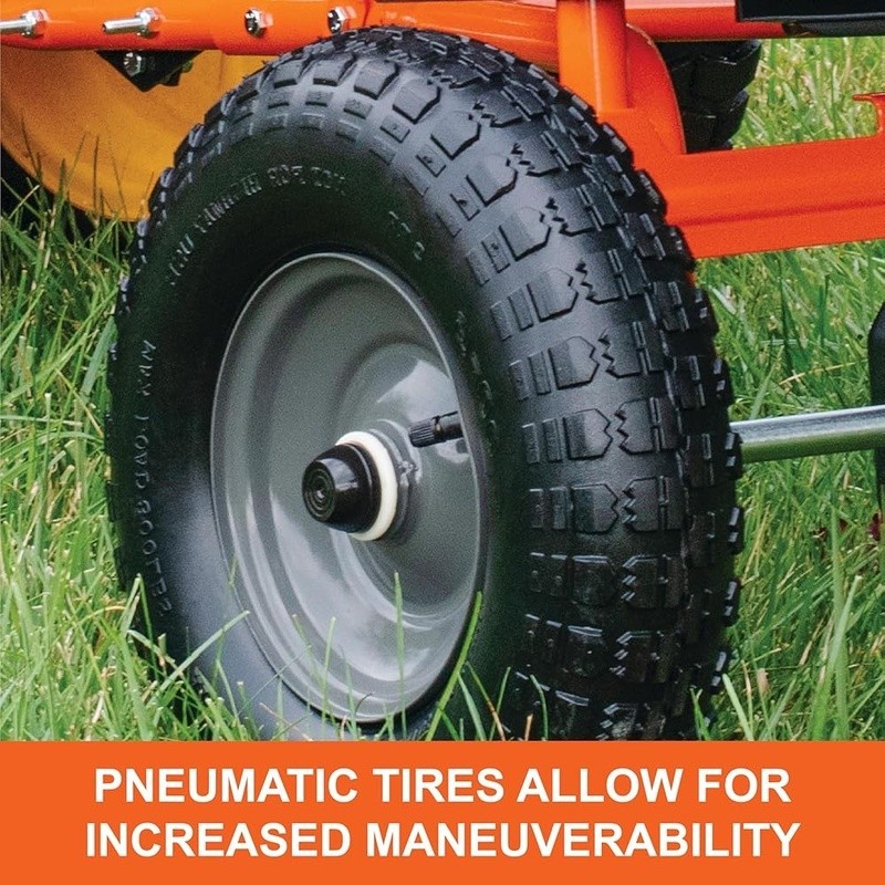 110lb Tow Broadcast Spreader Rustproof Hopper Pneumatic Tires 10ft Spread Width