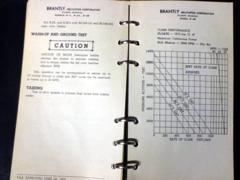 Brantly B-2B Helicopter Rotorcraft Flight Manual