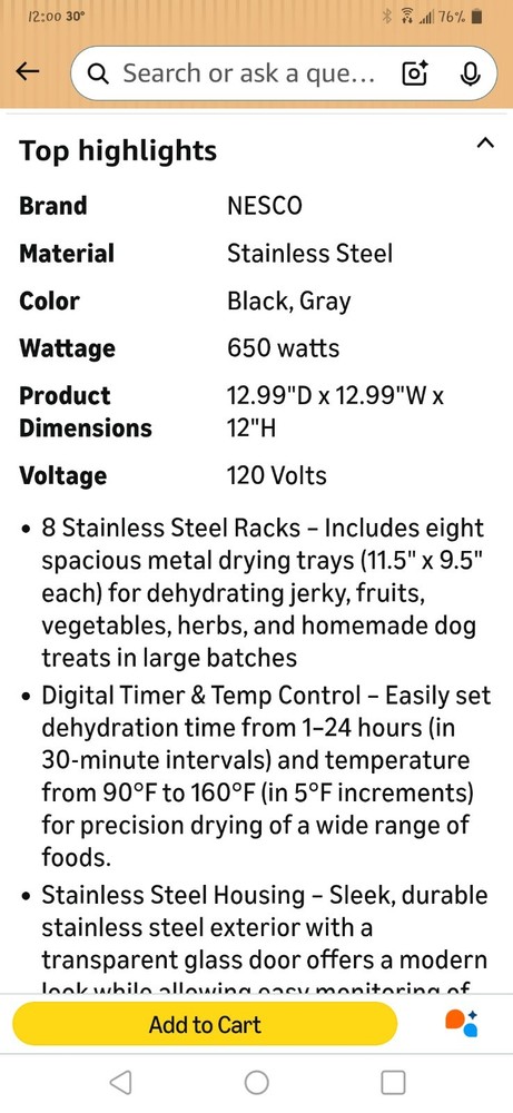 8-Tray Digital Dehydrator, Stainless Steel