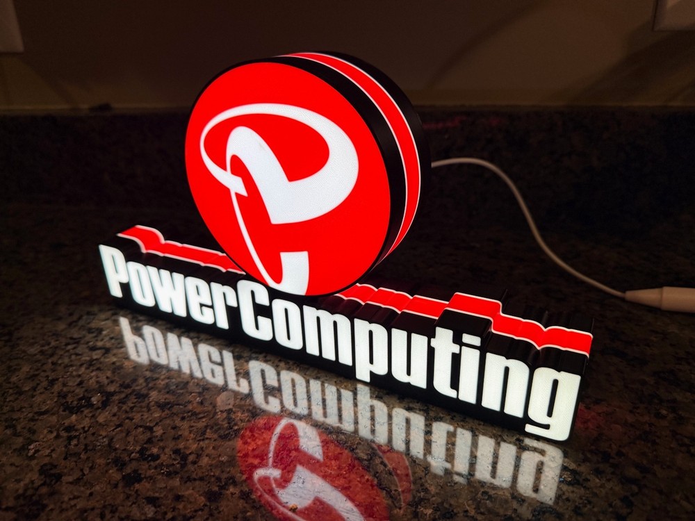 Power Computing Inspired LED Sign 12" - Light Retro Computer Vintage Wall Deco