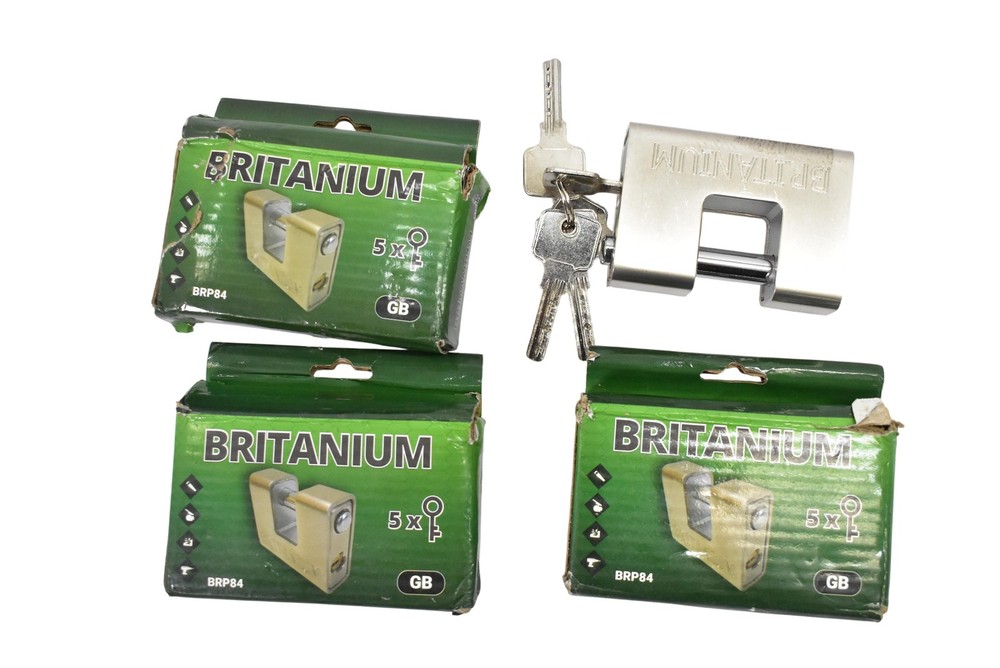 Britanium Shutter Padlock BRP84 with 5 Keys Heavy Duty Rectangular Lot of 4